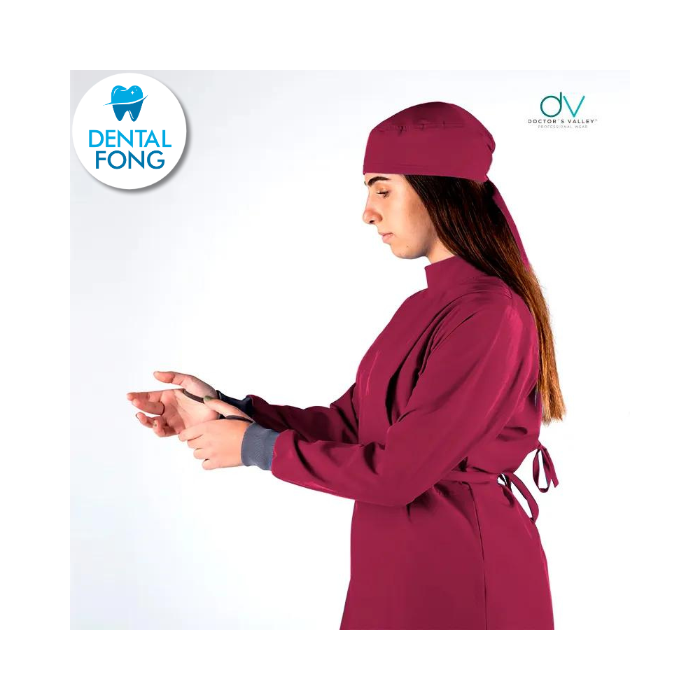 BATA IMPERMEABLE MUJER GUINDA M/G C/EST. Y COFIA DE REGALO (DOCTORS VALLEY)