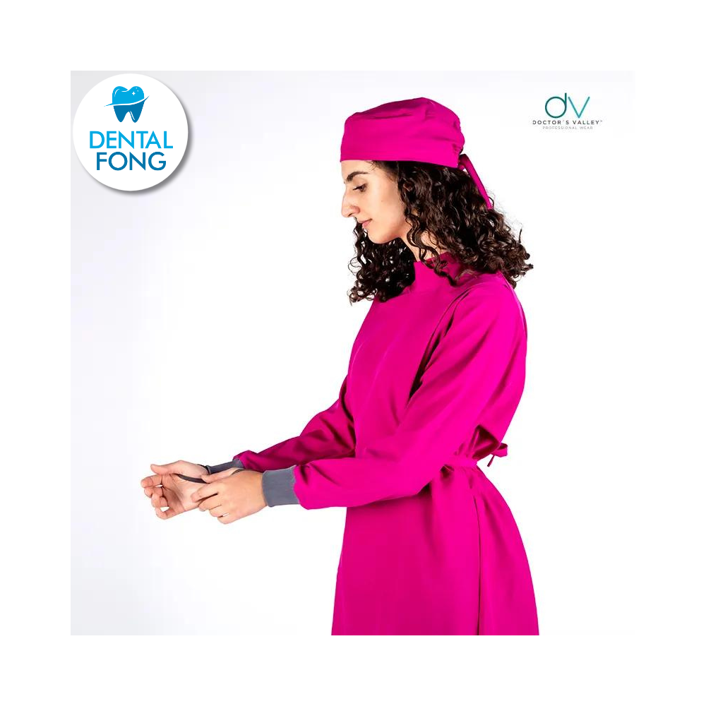 BATA IMPERMEABLE MUJER ROSA MEXICANO M/G C/EST. Y COFIA DE REGALO (DOCTORS VALLEY)