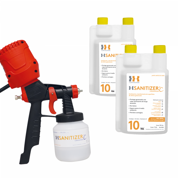 KIT XSANITIZER C 2LTS. Y PISTOLA ROCIADORA