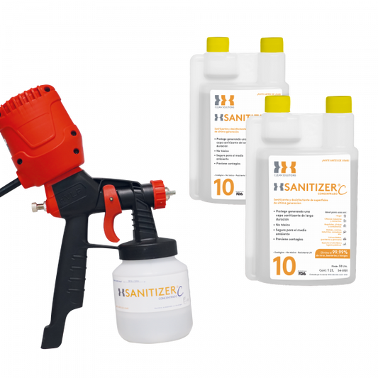 KIT XSANITIZER C 2LTS. Y PISTOLA ROCIADORA