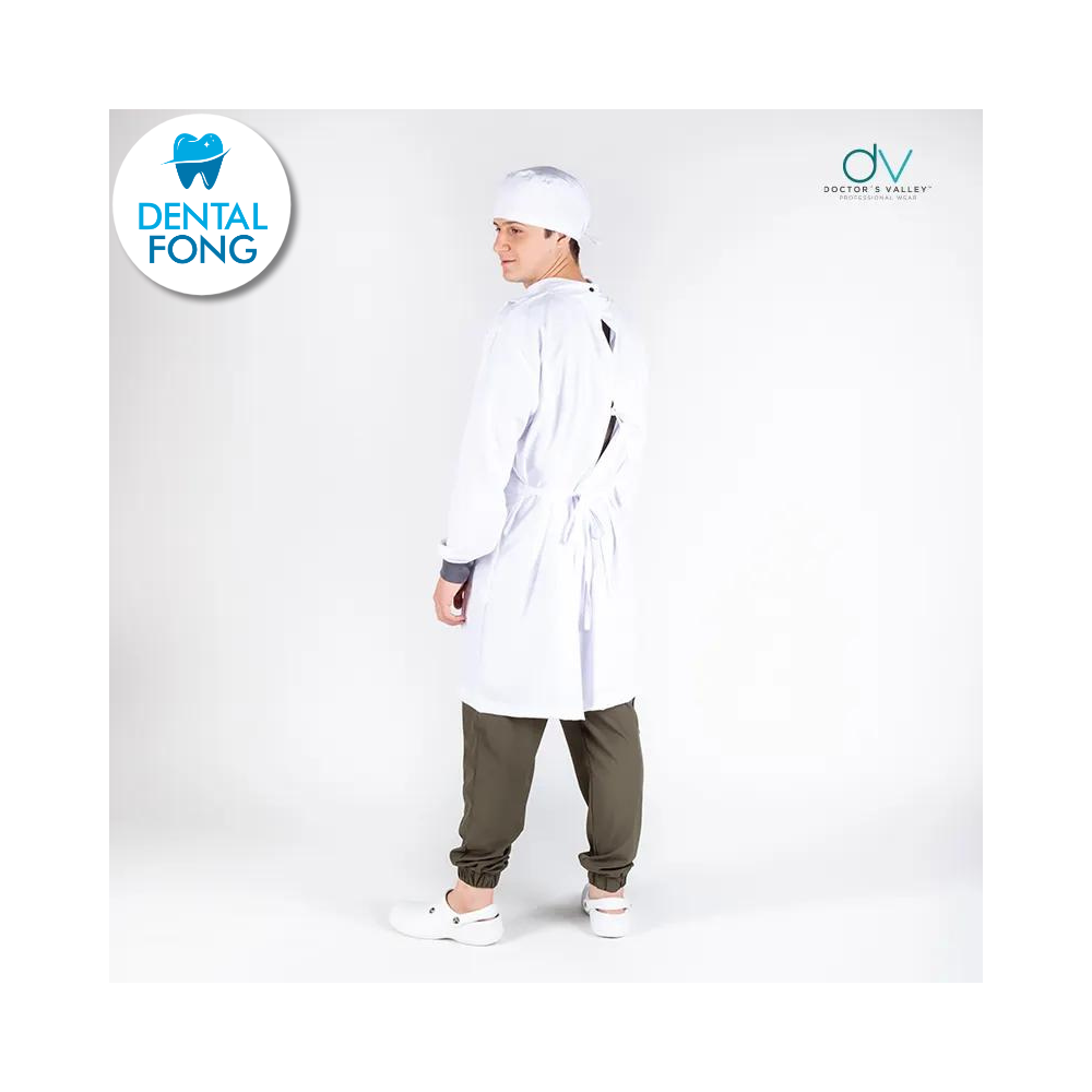 BATA IMPERMEABLE HOMBRE BLANCO M/G C/EST. Y COFIA DE REGALO (DOCTORS VALLEY)