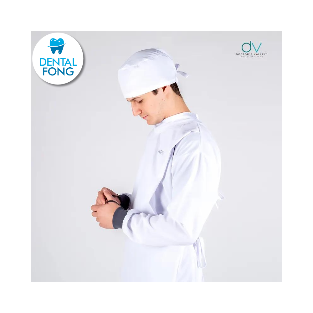 BATA IMPERMEABLE HOMBRE BLANCO M/G C/EST. Y COFIA DE REGALO (DOCTORS VALLEY)