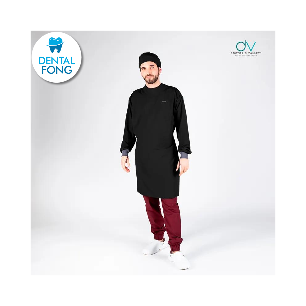 BATA IMPERMEABLE HOMBRE NEGRO M/G C/EST. Y COFIA DE REGALO (DOCTORS VALLEY)