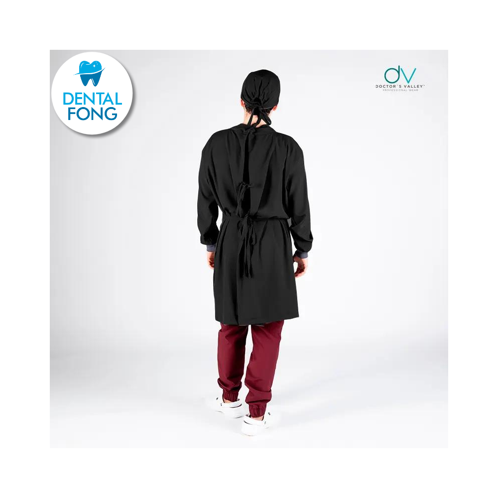 BATA IMPERMEABLE HOMBRE NEGRO M/G C/EST. Y COFIA DE REGALO (DOCTORS VALLEY)