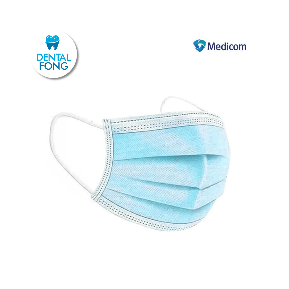 CUBREBOCAS CON 50 PZAS MEDICOM AZUL