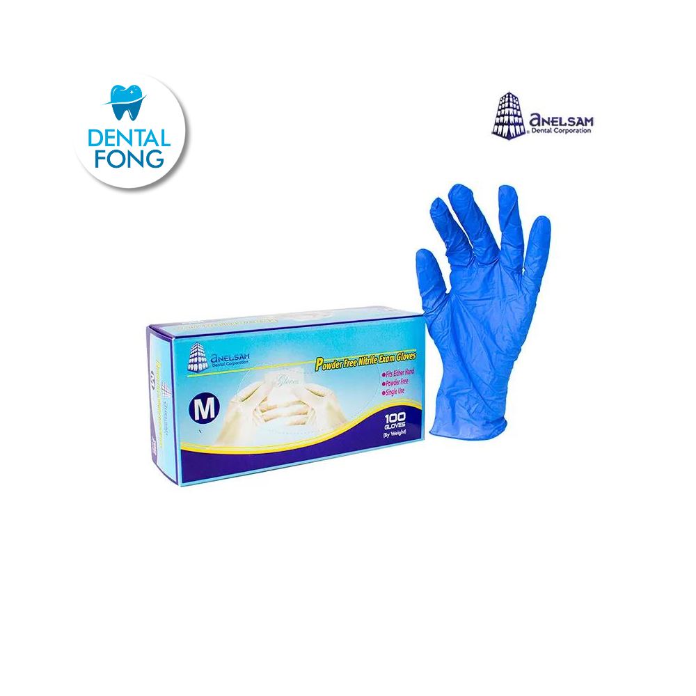 GUANTES AZUL DE NITRILO MEDIANO CON 100 PIEZAS ANELSAM