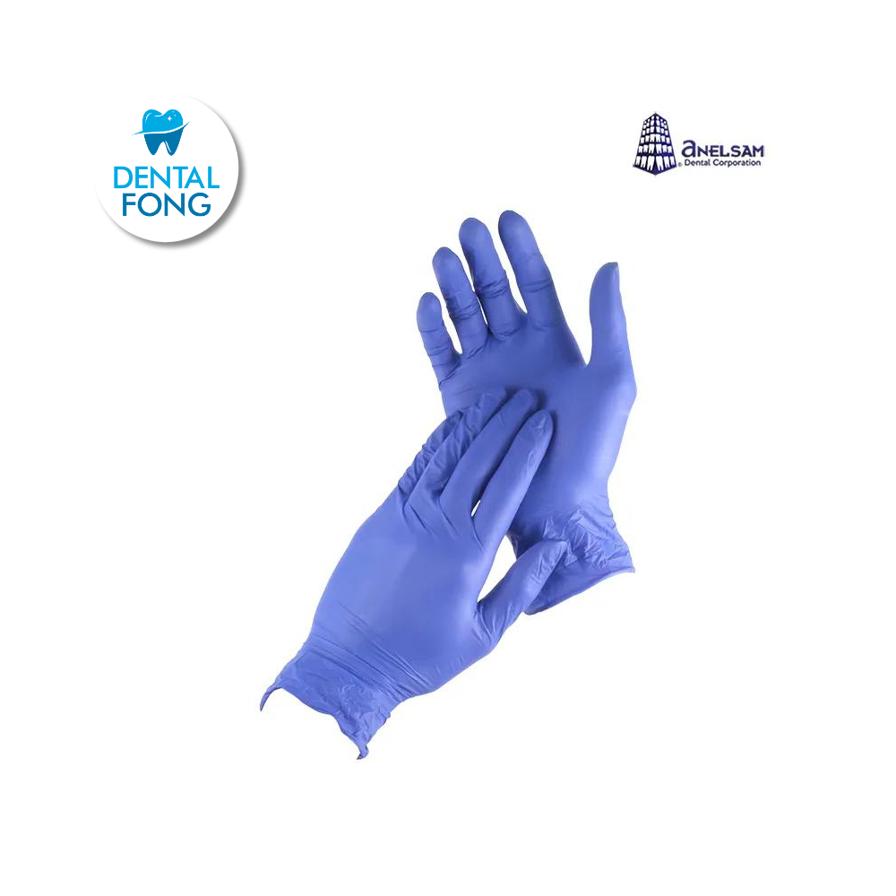 GUANTES AZUL DE NITRILO MEDIANO CON 100 PIEZAS ANELSAM