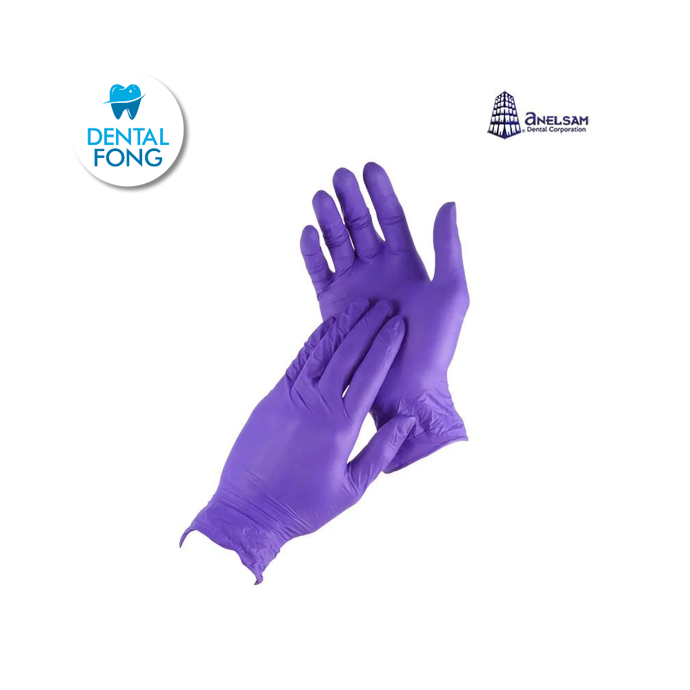 GUANTES MORADOS DE NITRILO EXTRA CHICO CON 100 PIEZAS ANELSAM