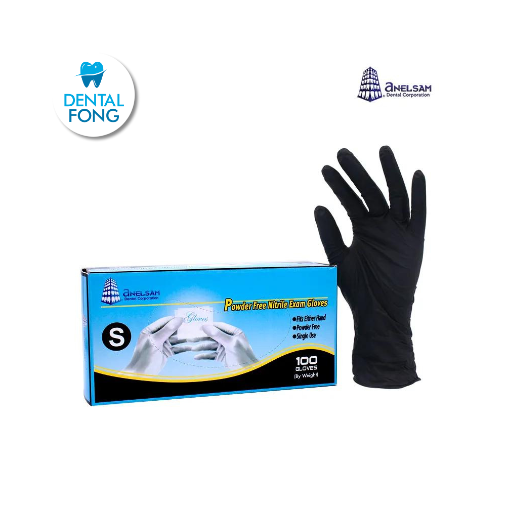 GUANTES NEGROS DE NITRILO CHICO CON 100 PIEZAS ANELSAM