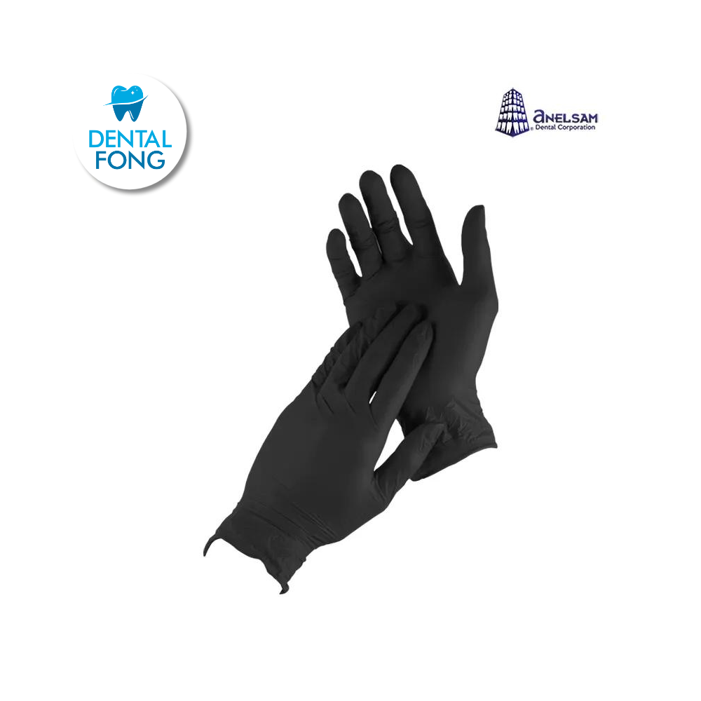 GUANTES NEGROS DE NITRILO GRANDE CON 100 PIEZAS ANELSAM
