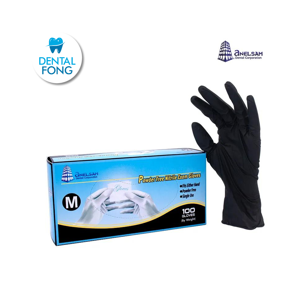 GUANTES NEGROS DE NITRILO MEDIANO CON 100 PIEZAS ANELSAM