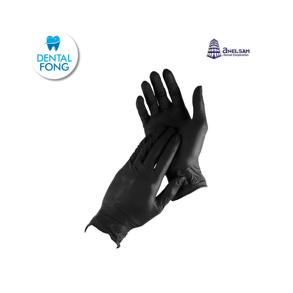 GUANTES NEGROS DE NITRILO MEDIANO CON 100 PIEZAS ANELSAM